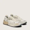 Dad-Star da donna in pelle scamosciata e mesh con stella in pelle bianca e linguetta sul tallone in pelle beige