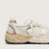 Dad-Star da donna in pelle scamosciata e mesh con stella in pelle bianca e linguetta sul tallone in pelle beige