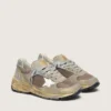 Dad-Star da donna in pelle scamosciata grigio tortora e rete argentata con stella in pelle bianca e linguetta sul tallone in pelle scamosciata