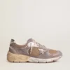 Dad-Star da donna in pelle scamosciata lilla e rete con stella in pelle laminata e linguetta sul tallone