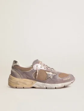 Dad-Star da donna in pelle scamosciata lilla e rete con stella in pelle laminata e linguetta sul tallone