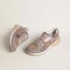 Dad-Star da donna in pelle scamosciata lilla e rete con stella in pelle laminata e linguetta sul tallone