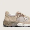 Dad-Star da uomo in rete beige e pelle scamosciata con stella in pelle argentata