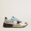 Dad-Star da donna in rete e pelle con lamina argentata con stella in pelle scamosciata nera