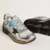 Dad-Star da donna in rete e pelle con lamina argentata con stella in pelle scamosciata nera