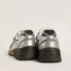 Dad-Star da donna in rete e pelle con lamina argentata con stella in pelle scamosciata nera