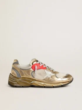 Dad-Star da donna in rete e pelle con lamina dorata e stella in pelle bianca