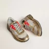 Dad-Star da donna in rete e pelle con lamina dorata e stella in pelle bianca