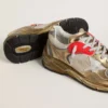 Dad-Star da donna in rete e pelle con lamina dorata e stella in pelle bianca