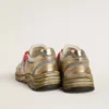 Dad-Star da donna in rete e pelle con lamina dorata e stella in pelle bianca