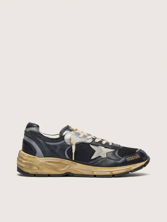 Dad-Star da donna in rete nera e argento e nappa con stella grigio ghiaccio