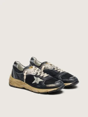 Dad-Star da donna in rete nera e argento e nappa con stella grigio ghiaccio