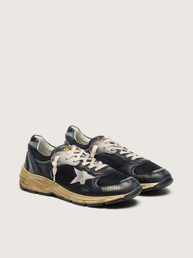 Dad-Star da donna in rete nera e argento e nappa con stella grigio ghiaccio
