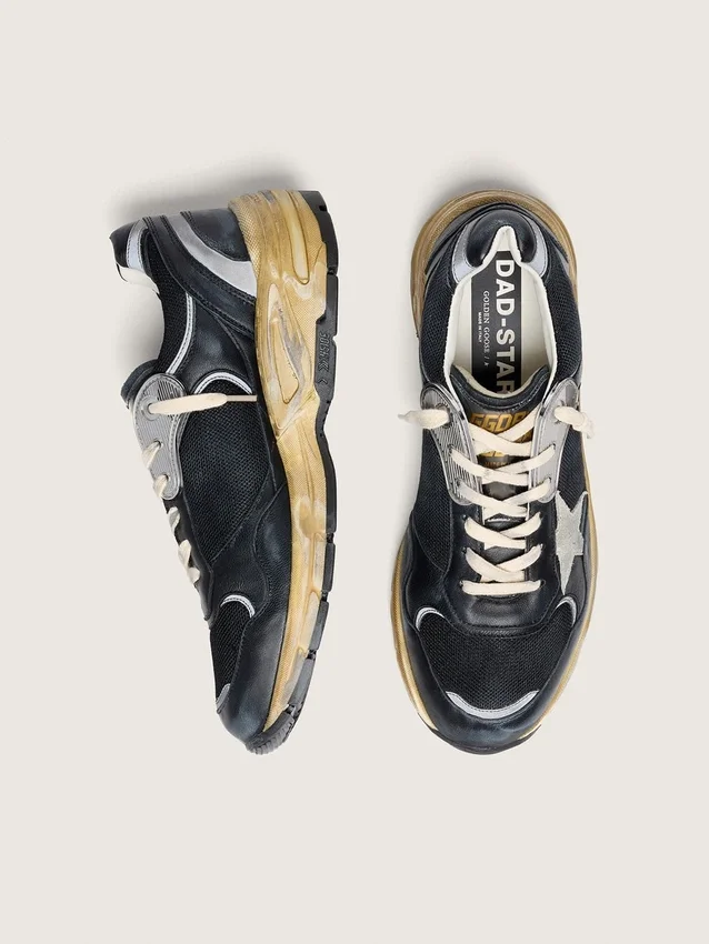 Dad-Star da donna in rete nera e argento e nappa con stella grigio ghiaccio