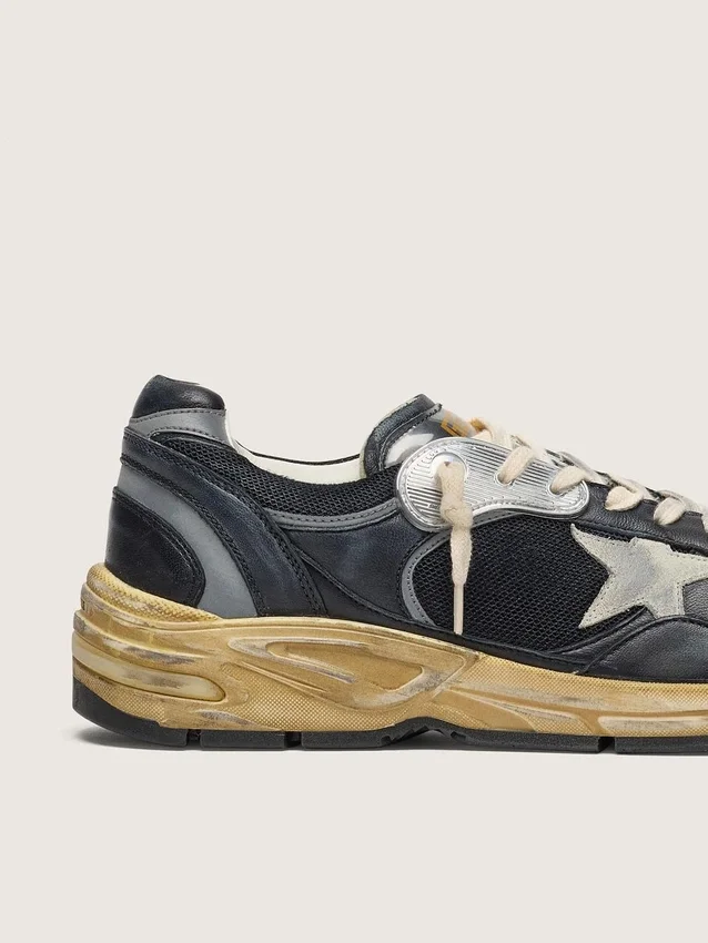 Dad-Star da donna in rete nera e argento e nappa con stella grigio ghiaccio