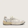 Dad-Star da uomo in pelle scamosciata e rete con stella in pelle bianca e linguetta sul tallone in pelle beige