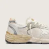 Dad-Star da uomo in pelle scamosciata e rete con stella in pelle bianca e linguetta sul tallone in pelle beige