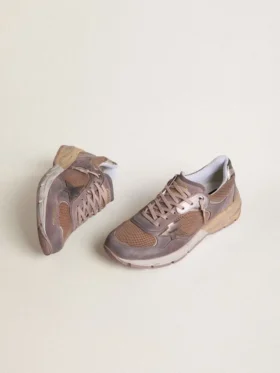Dad-Star da uomo in pelle scamosciata lilla e rete con stella in pelle laminata e linguetta sul tallone