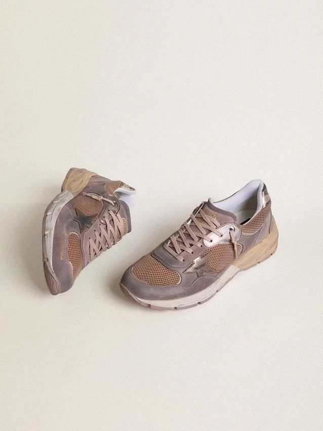 Dad-Star da uomo in pelle scamosciata lilla e rete con stella in pelle laminata e linguetta sul tallone