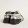 Dad-Star da uomo in rete e pelle con lamina argentata con stella in pelle nera