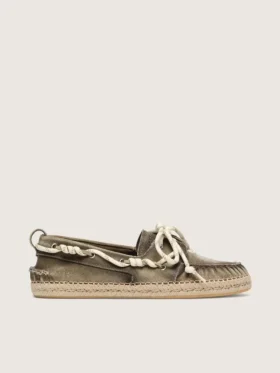 Espadrillas da uomo Cruise in tela verde militare con lacci da trekking bianchi