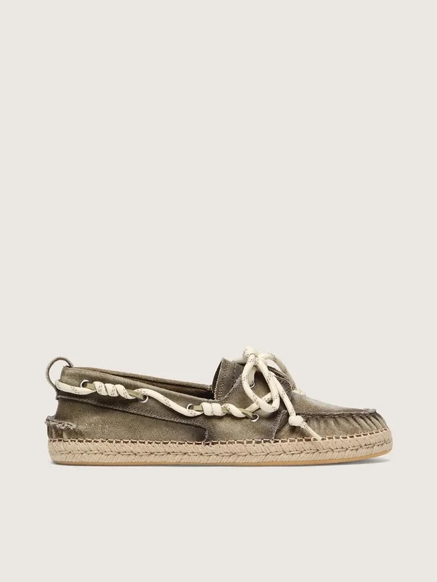 Espadrillas Cruise da donna in tela verde militare con lacci da trekking bianchi