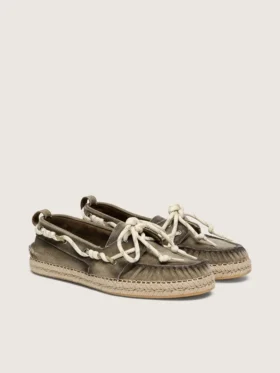 Espadrillas Cruise da donna in tela verde militare con lacci da trekking bianchi