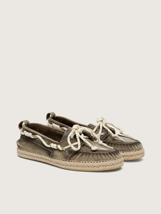 Espadrillas Cruise da donna in tela verde militare con lacci da trekking bianchi