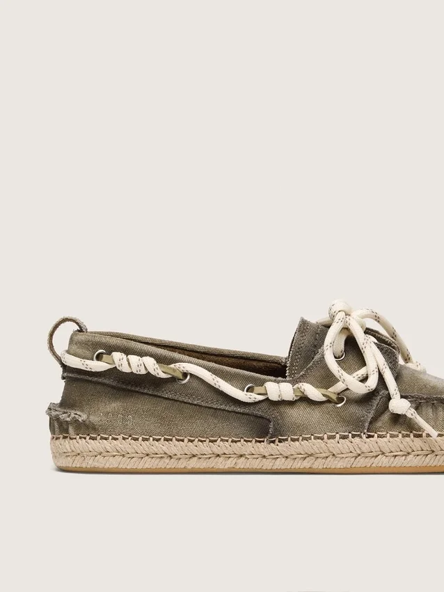 Espadrillas Cruise da donna in tela verde militare con lacci da trekking bianchi