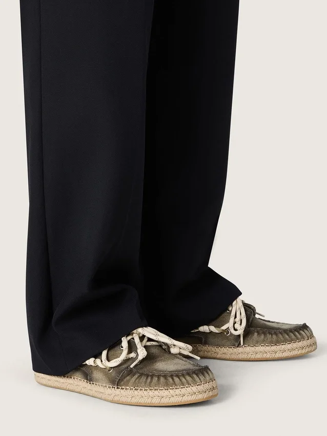 Espadrillas da uomo Cruise in tela verde militare con lacci da trekking bianchi