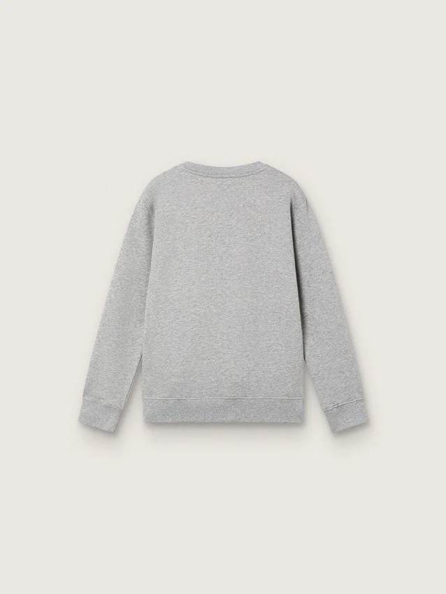 Felpa a girocollo Journey per bambino in cotone grigio melange con stampa mascotte
