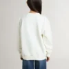 Felpa bianca da bambina con scritta dorata multicolore sul davanti