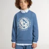 Felpa blu da bambino con toppe bianche in rilievo