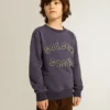 Felpa blu-viola con scritta golden goose sul davanti