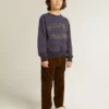 Felpa blu-viola con scritta golden goose sul davanti