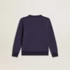 Felpa blu-viola con scritta golden goose sul davanti