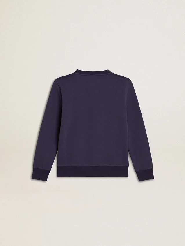Felpa blu-viola con scritta golden goose sul davanti