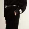Felpa con cappuccio da donna nera in misto cotone con zip