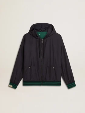 Felpa con cappuccio reversibile da uomo verde e blu