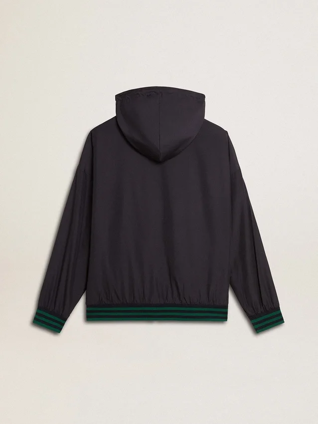 Felpa con cappuccio reversibile da uomo verde e blu