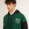 Felpa con cappuccio reversibile da uomo verde e blu