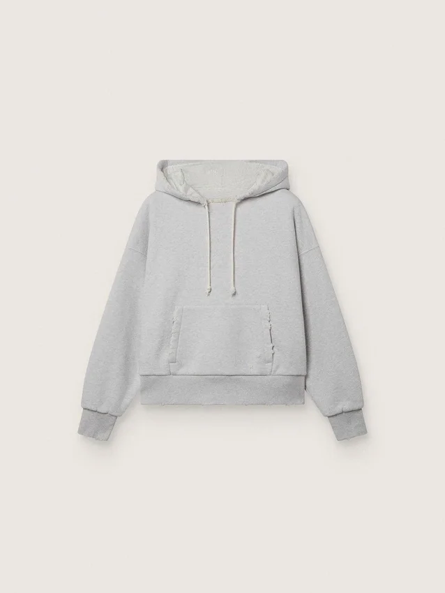 Felpa con cappuccio unisex Star in cotone grigio melange
