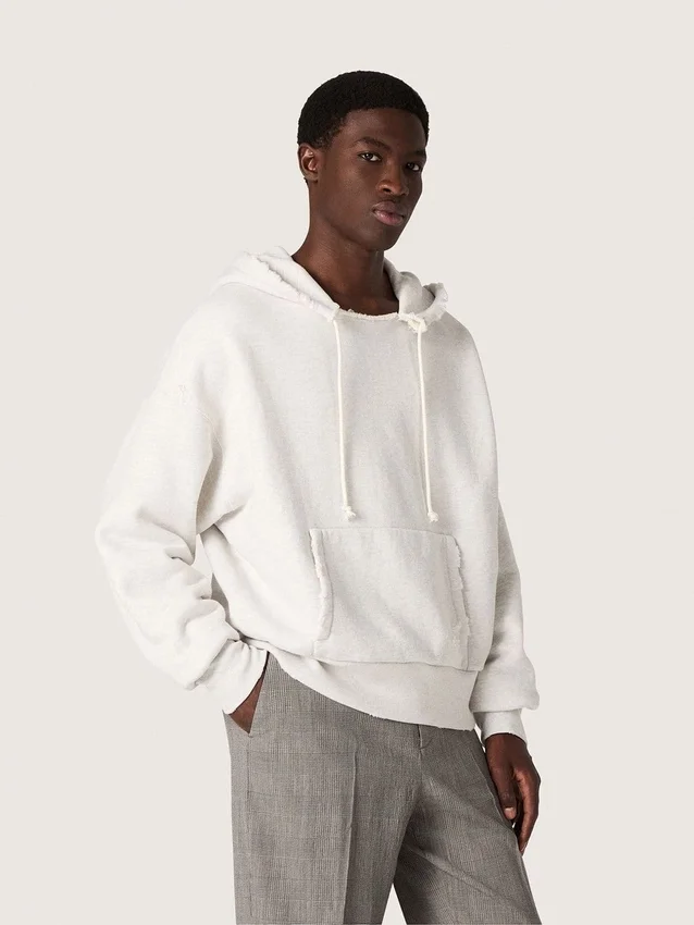 Felpa con cappuccio unisex Star in cotone grigio melange