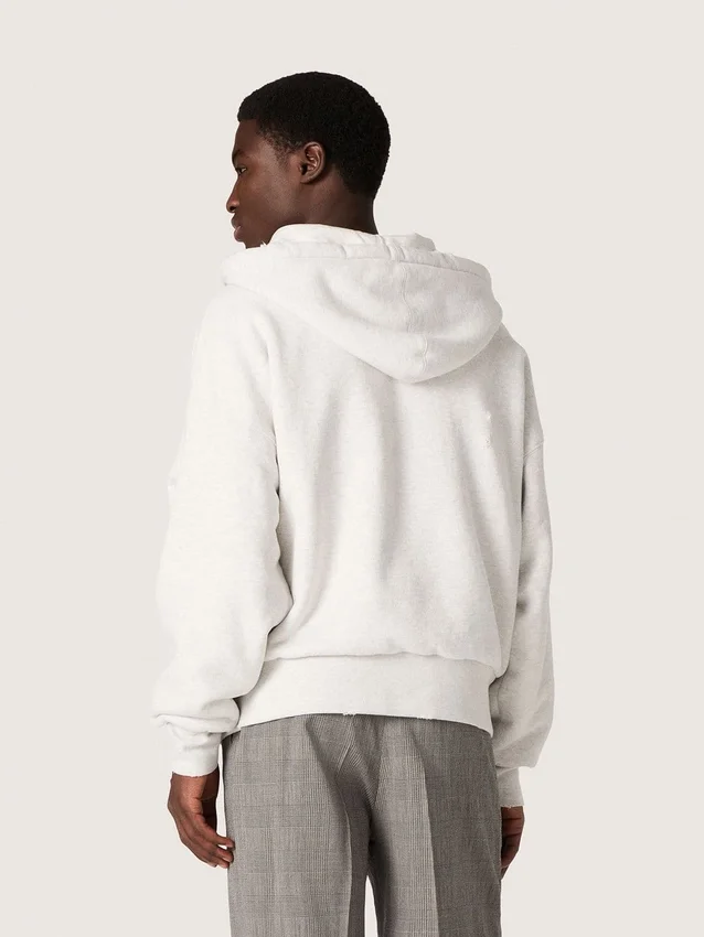 Felpa con cappuccio unisex Star in cotone grigio melange