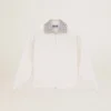 Felpa con zip della Star Collection in bianco papiro con colletto in cristalli