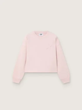 Felpa corta da bambina “Star” in cotone rosa con toppa e logo