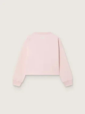Felpa corta da bambina “Star” in cotone rosa con toppa e logo