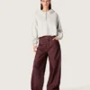 Felpa corta da donna con cappuccio Star in cotone grigio melange