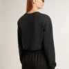 Felpa corta da donna in cotone con cristalli sul davanti