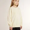 Felpa da bambina color crema con scritta applicata